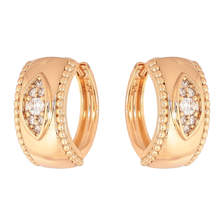 Сережки Xuping колір позолота 18К колечка візерунок з кристалами фото №4