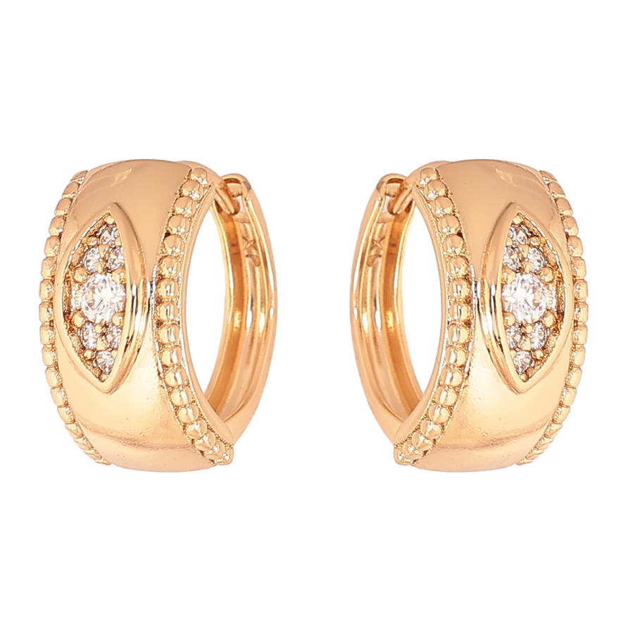 Сережки Xuping колір позолота 18К колечка візерунок з кристалами фото №1