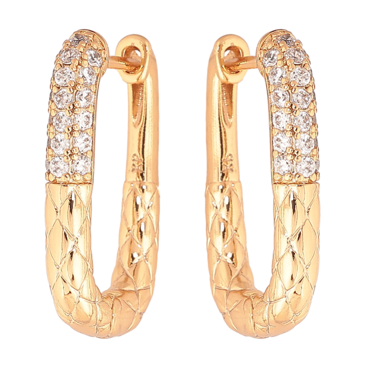 Сережки Xuping колір позолота 18К колечка візерунок з кристалами фото №3