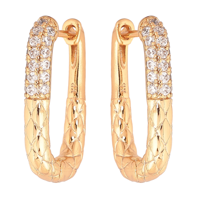 Сережки Xuping колір позолота 18К колечка візерунок з кристалами фото №4