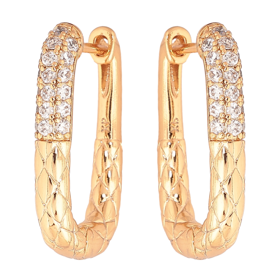 Сережки Xuping колір позолота 18К колечка візерунок з кристалами фото №1