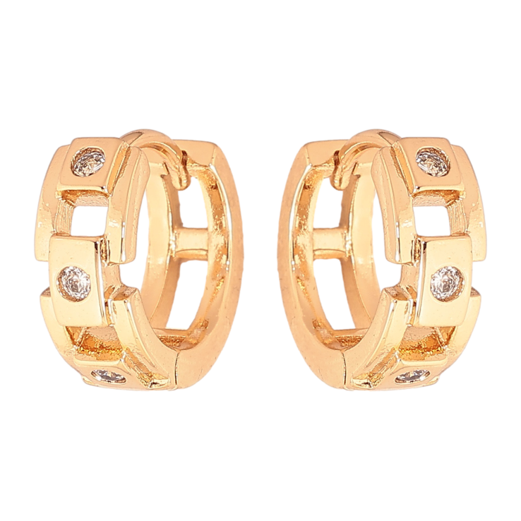 Сережки Xuping колір позолота 18К колечка візерунок з кристалами фото №2