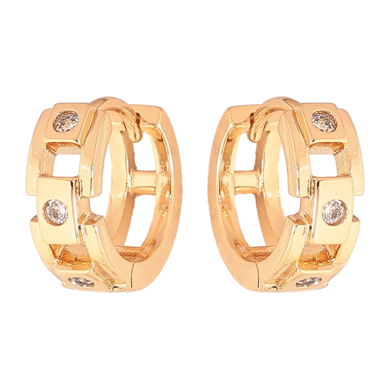 Серьги Xuping цвет позолота 18К колечки узор с кристаллами фото №1