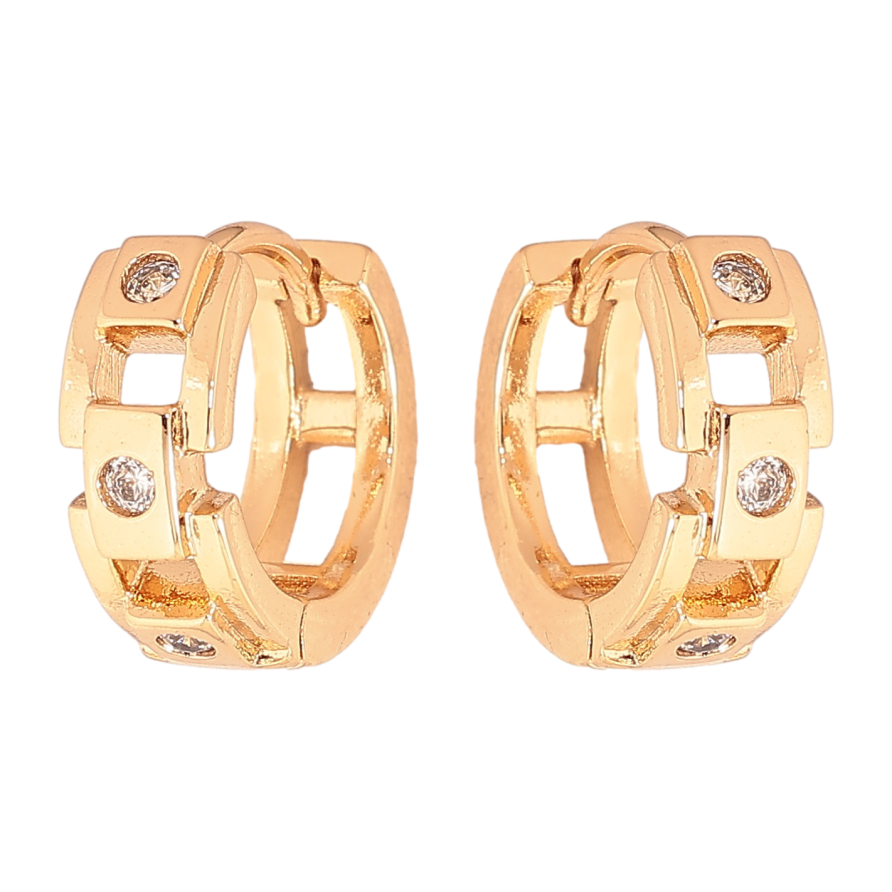 Сережки Xuping колір позолота 18К колечка візерунок з кристалами фото №1