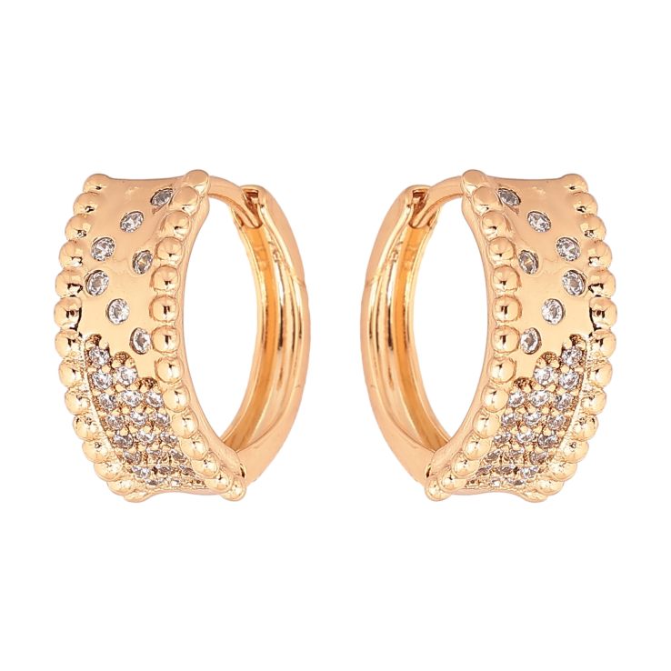 Серьги Xuping цвет позолота 18К колечки узор с кристаллами фото №25