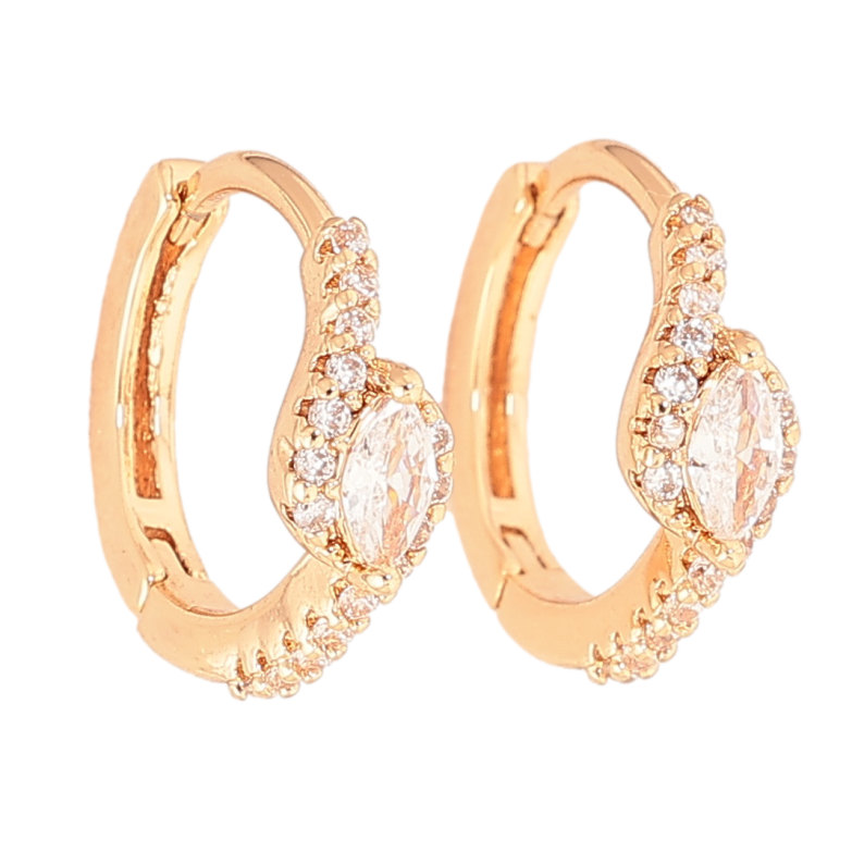 Серьги Xuping цвет позолота 18К колечки узор с кристаллами фото №1