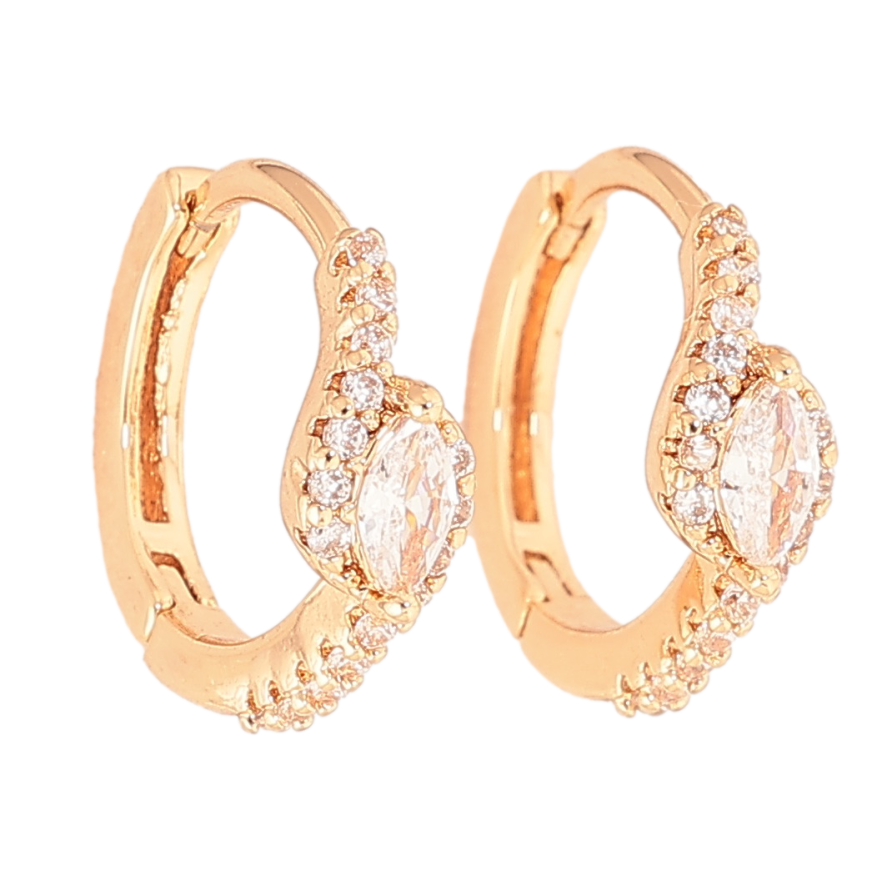 Серьги Xuping цвет позолота 18К колечки узор с кристаллами фото №1