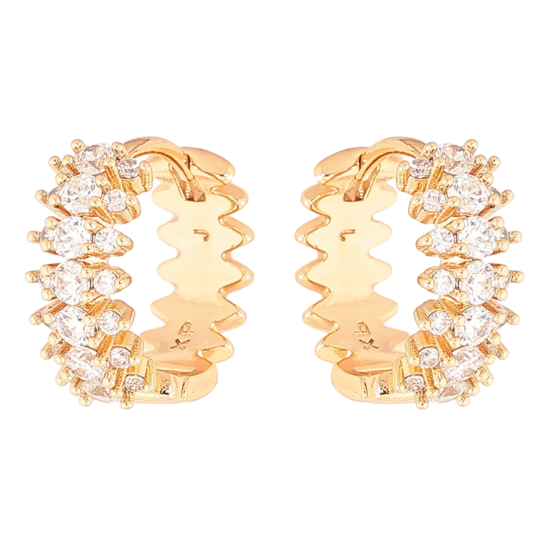 Серьги Xuping цвет позолота 18К колечки узор с кристаллами фото №1