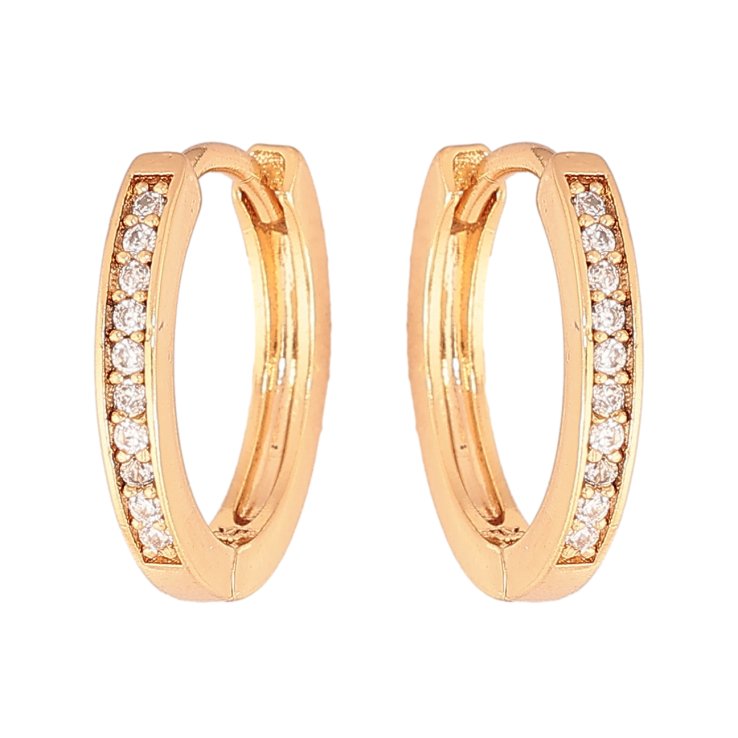 Серьги Xuping цвет позолота 18К колечки дорожки кристаллов фото №25