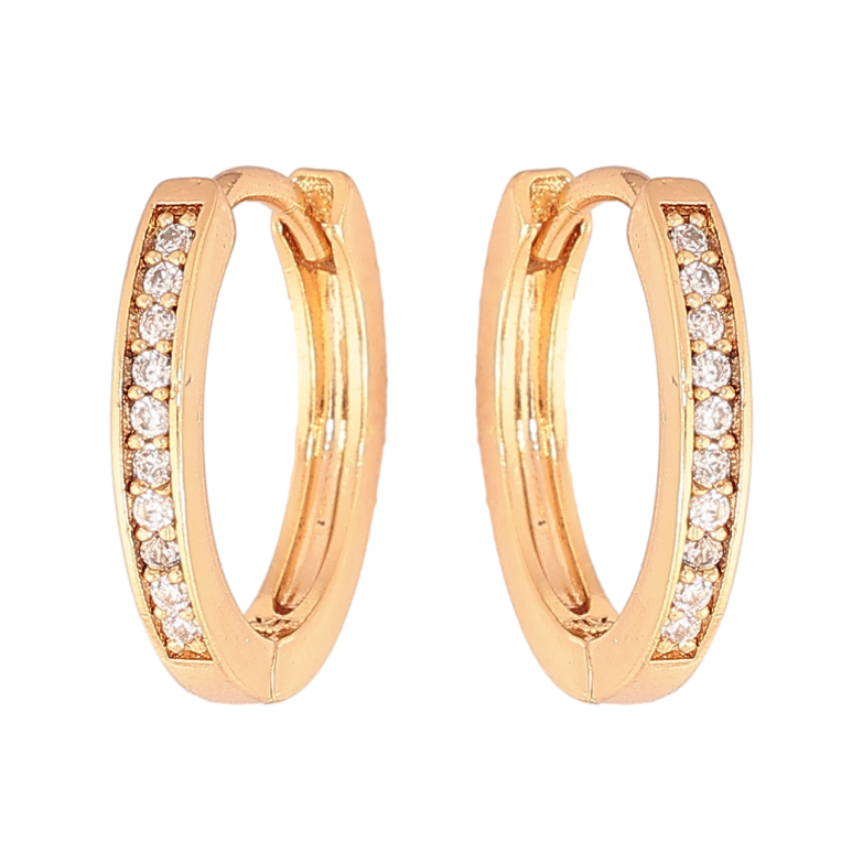 Серьги Xuping цвет позолота 18К колечки дорожки кристаллов фото №2