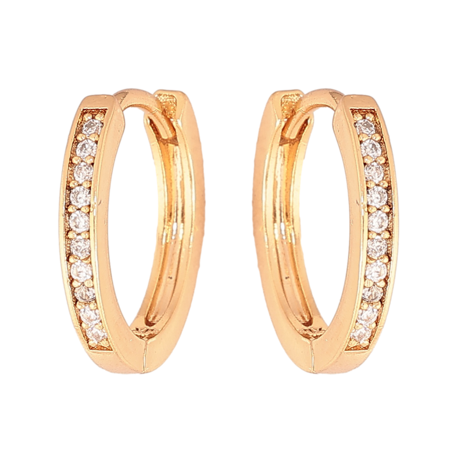 Серьги Xuping цвет позолота 18К колечки дорожки кристаллов фото №1