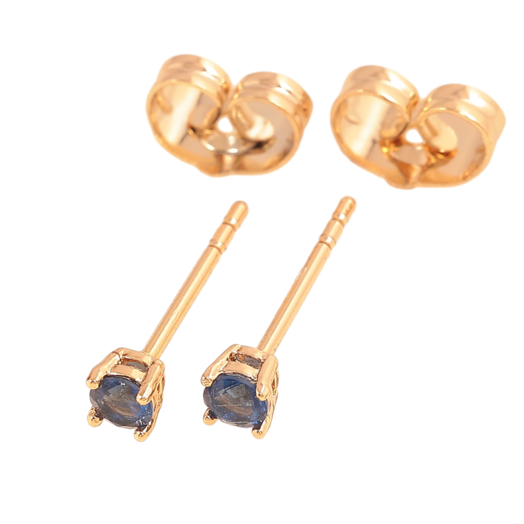 Сережки Xuping колір позолота 18К пусети сині кристали в 4-х крапановій оправі ø 3мм фото №10