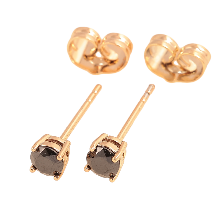 Сережки Xuping колір позолота 18К пусети чорні кристали в 4-х крапановій оправі ø 4мм фото №2 Сережки Xuping колір позолота 18К пусети чорні кристали в 4-х крапановій оправі ø 4мм фото №2