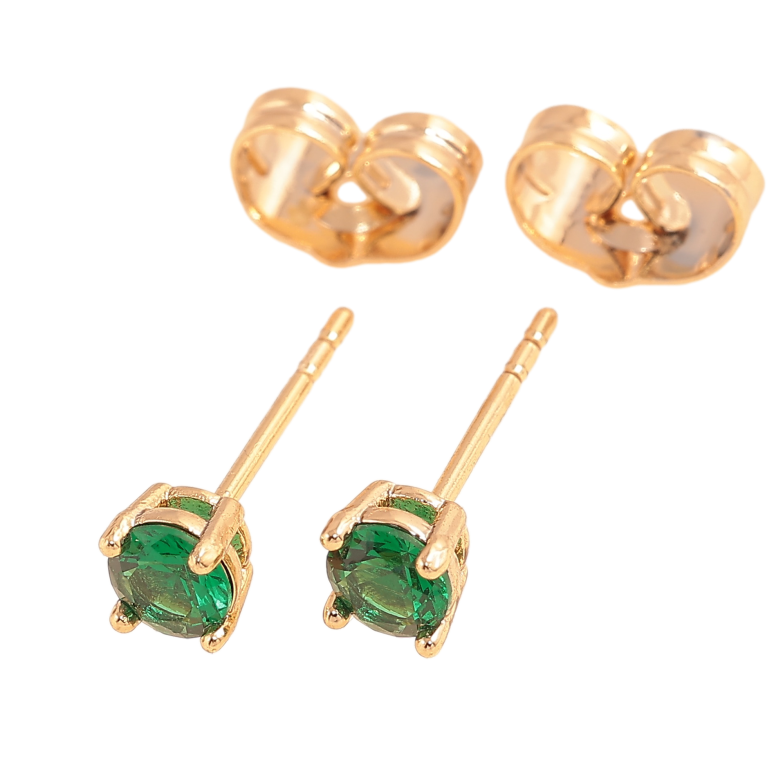 Сережки Xuping колір позолота 18К пусети зелені кристали в 4-х крапановій оправі ø 4мм фото №1 Сережки Xuping колір позолота 18К пусети зелені кристали в 4-х крапановій оправі ø 4мм фото №1