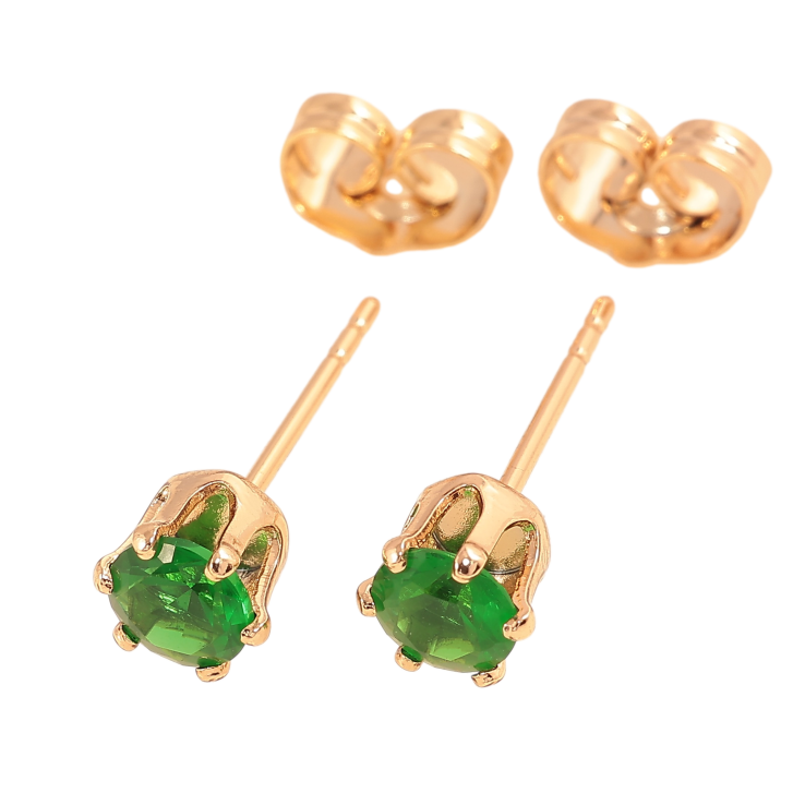 Сережки Xuping колір позолота 18К пусети зелені кристали в 6-ти крапановій оправі ø 5мм фото №16