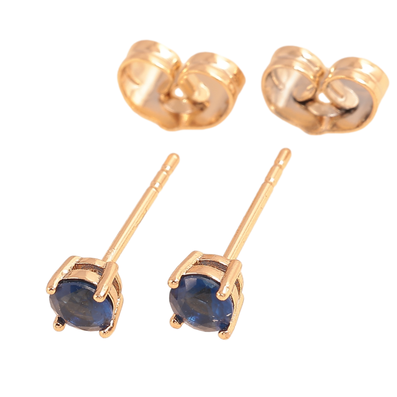 Серьги Xuping цвет позолота 18К пусеты синие кристаллы в 4-х крапановой оправе ø 4мм фото №1