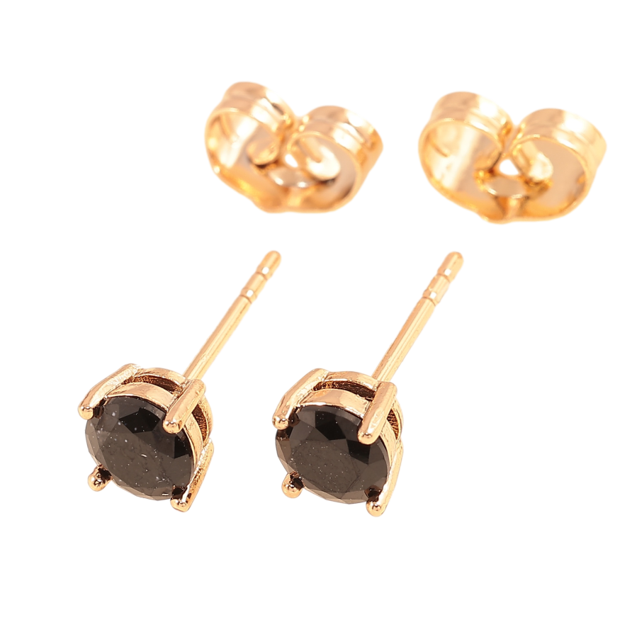 Серьги Xuping цвет позолота 18К пусеты черные кристаллы в 4-х крапановой оправе ø 5мм фото №1 Серьги Xuping цвет позолота 18К пусеты черные кристаллы в 4-х крапановой оправе ø 5мм фото №1