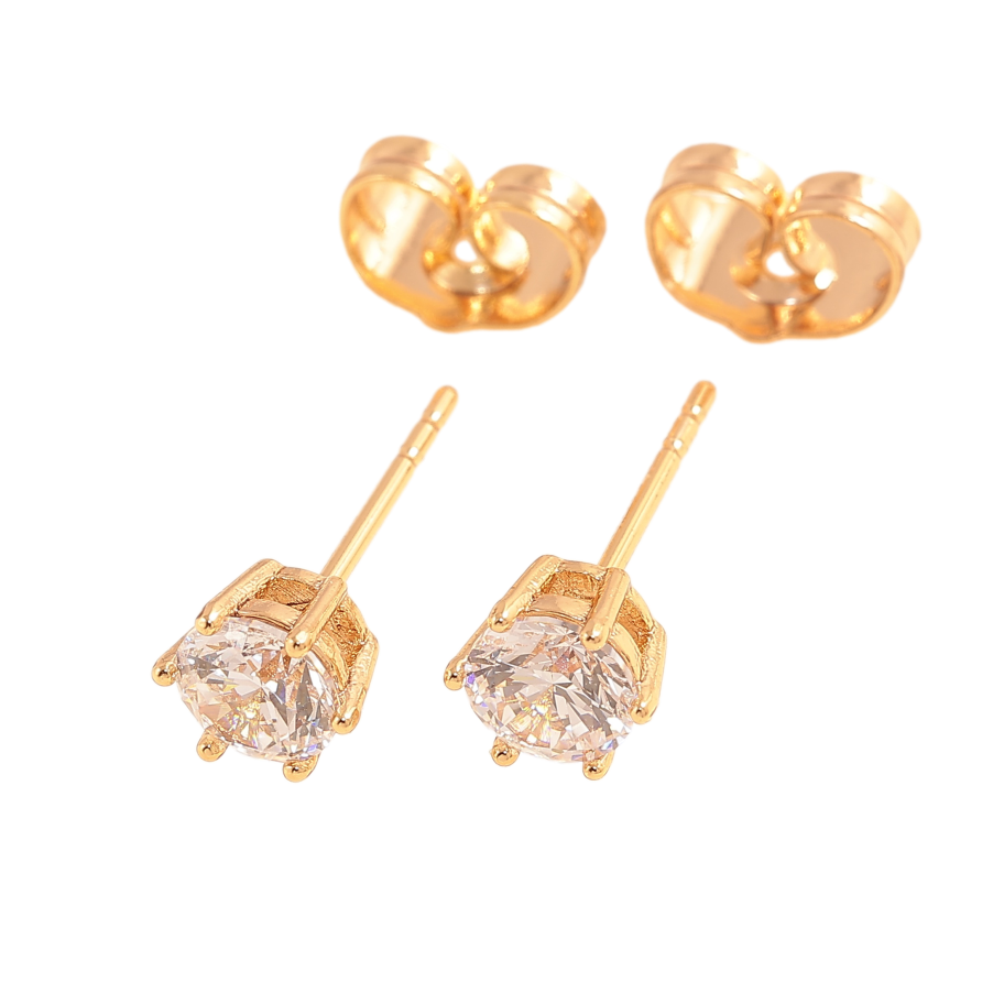 Сережки Xuping колір позолота 18К пусети кристали в 6-ти крапановій оправі ø 5мм фото №1