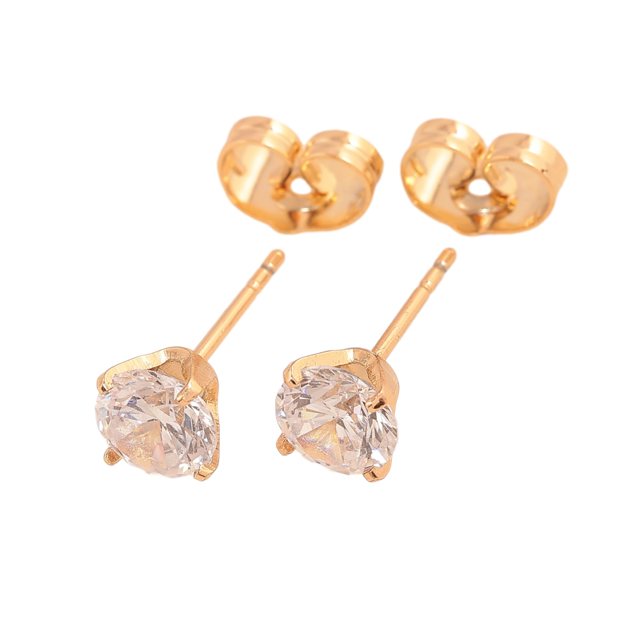 Серьги Xuping цвет позолота 18К пусеты кристаллы в 4-х крапановой оправе ø 6мм фото №1