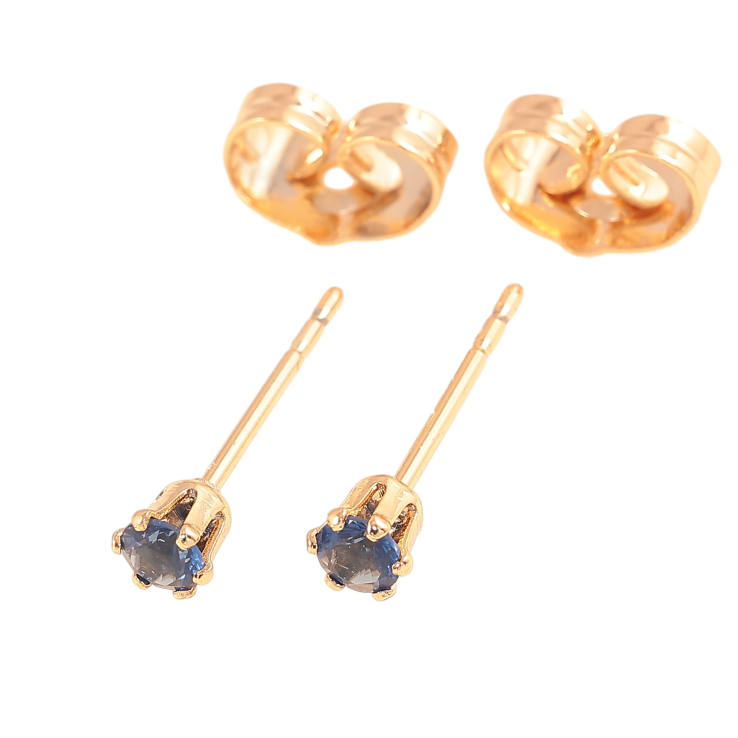 Серьги Xuping цвет позолота 18К пусеты синие кристаллы в 6-ти крапановой оправе ø 3мм фото №8