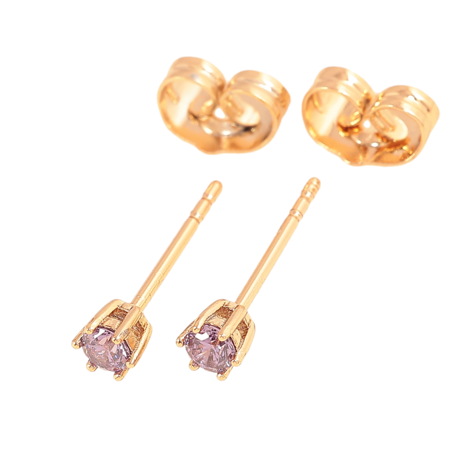Серьги Xuping цвет позолота 18К пусеты сиреневые кристаллы в 6-ти крапановой оправе ø 3мм фото №1 Серьги Xuping цвет позолота 18К пусеты сиреневые кристаллы в 6-ти крапановой оправе ø 3мм фото №1
