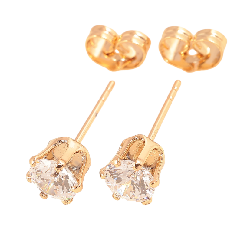 Сережки Xuping колір позолота 18К пусети  кристали в 6-ти крапановій оправі ø 6мм фото №1