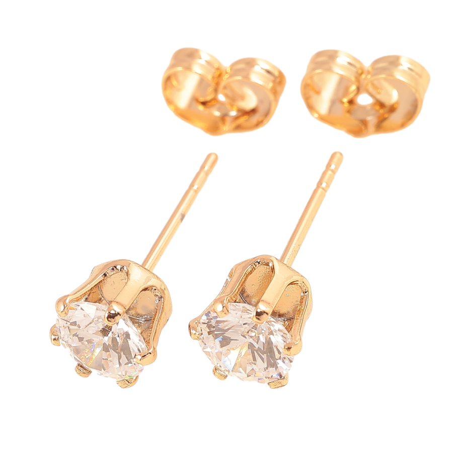 Сережки Xuping колір позолота 18К пусети  кристали в 6-ти крапановій оправі ø 6мм фото №1