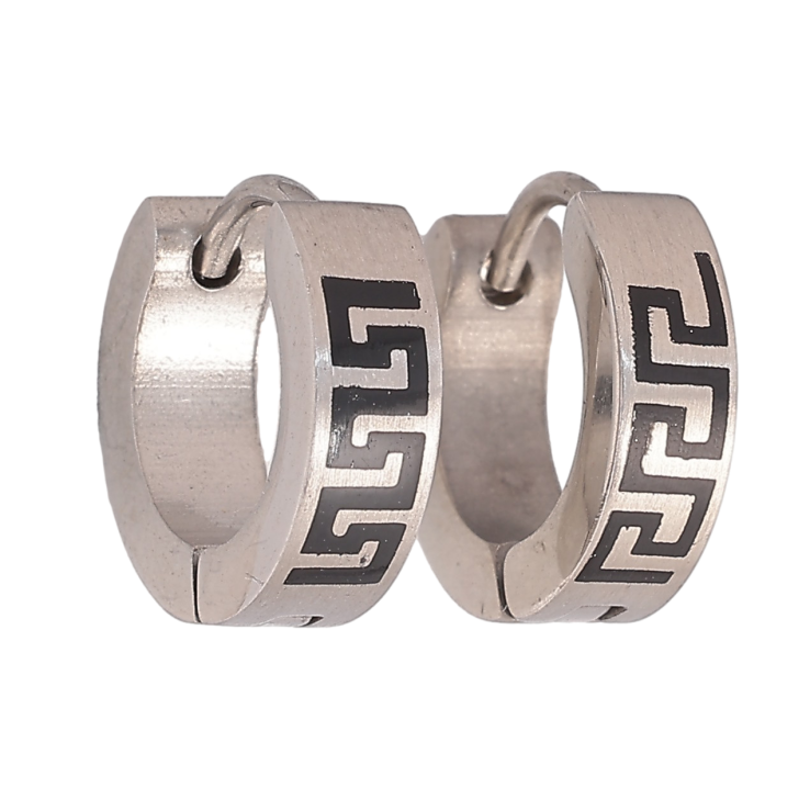 Сережки кільця "Візерунок з грецьким візерунком" фото №3 Сережки кільця "Візерунок з грецьким візерунком" фото №3