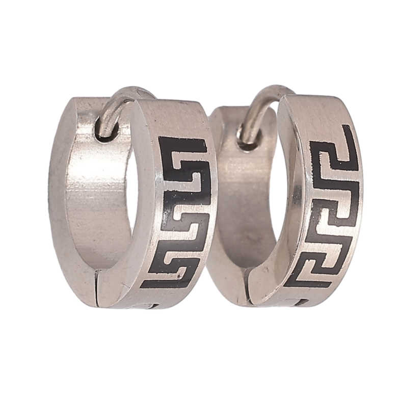 Сережки кільця "Візерунок з грецьким візерунком" фото №4