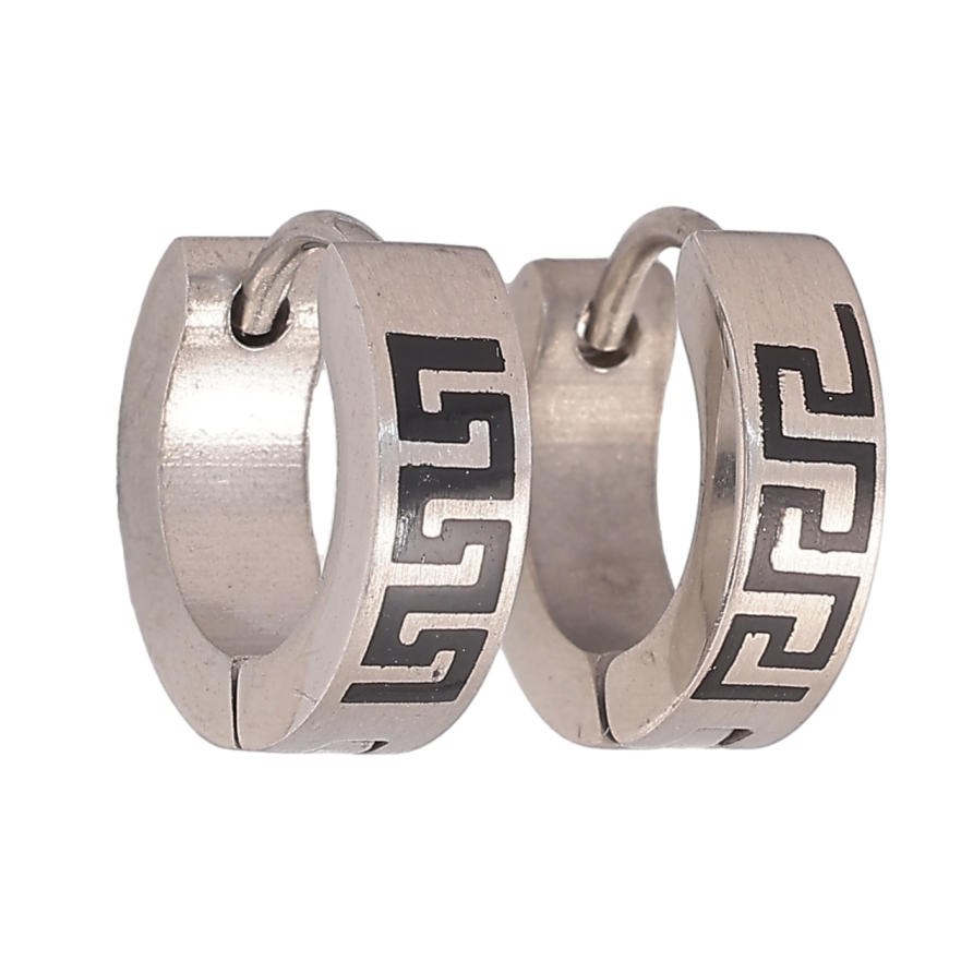 Сережки кільця "Візерунок з грецьким візерунком" фото №1