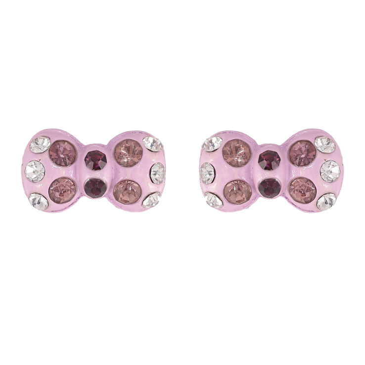 Сережки пусети "Рожеві бантики зі стразами" фото №18