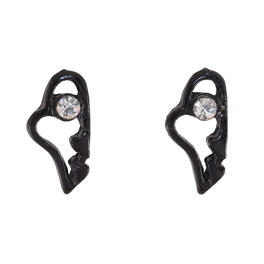 Сережки пусети "Чорні серця" фото №1