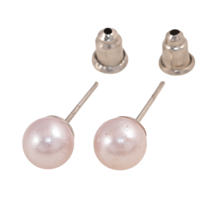 Сережки пусети "Рожеві перлинки" ø 7мм фото №19