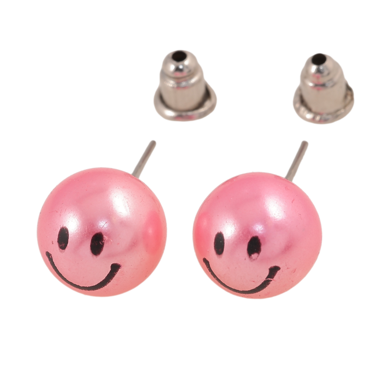 Серьги пусеты "Розовые смайлики" ø 10мм фото №14