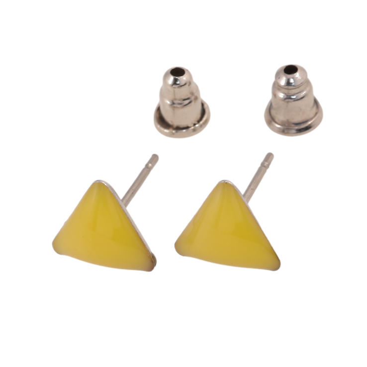 Сережки пусети "Жовті трикутники" 9х9мм фото №18