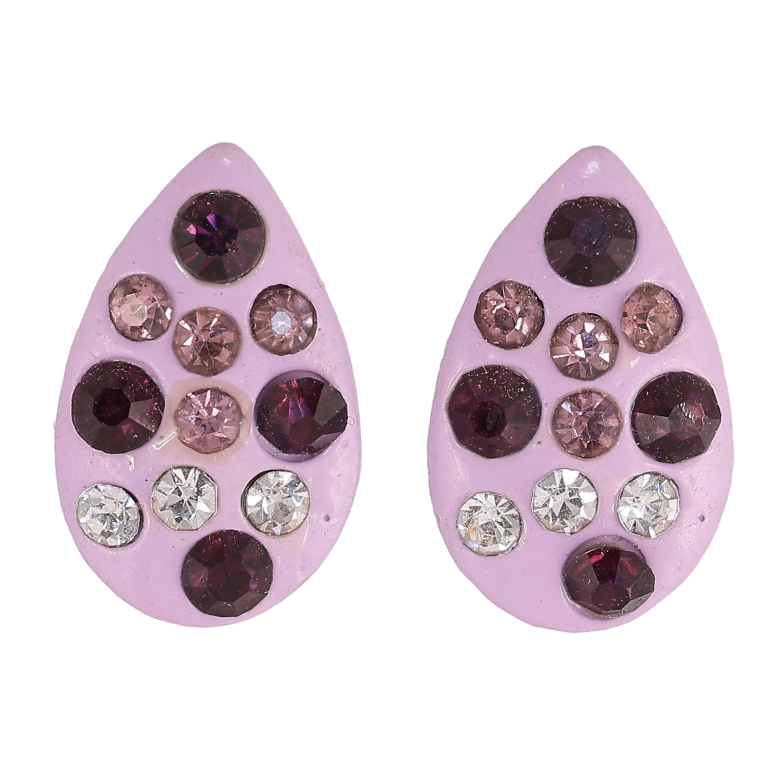 Сережки пусети "Бузкові крапельки зі стразами" фото №1 Сережки пусети "Бузкові крапельки зі стразами" фото №1