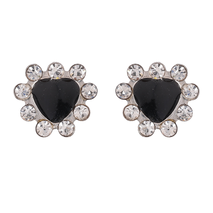 Сережки пусети "Чорні серця зі стразами" фото №20