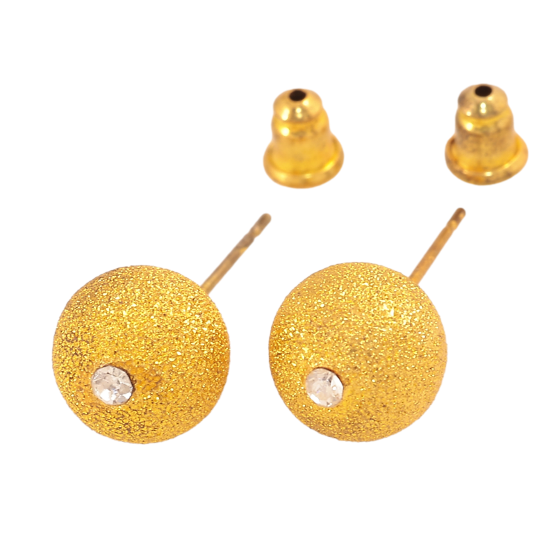 Серьги пусеты "Золотистые шарики" ø 10мм фото №2