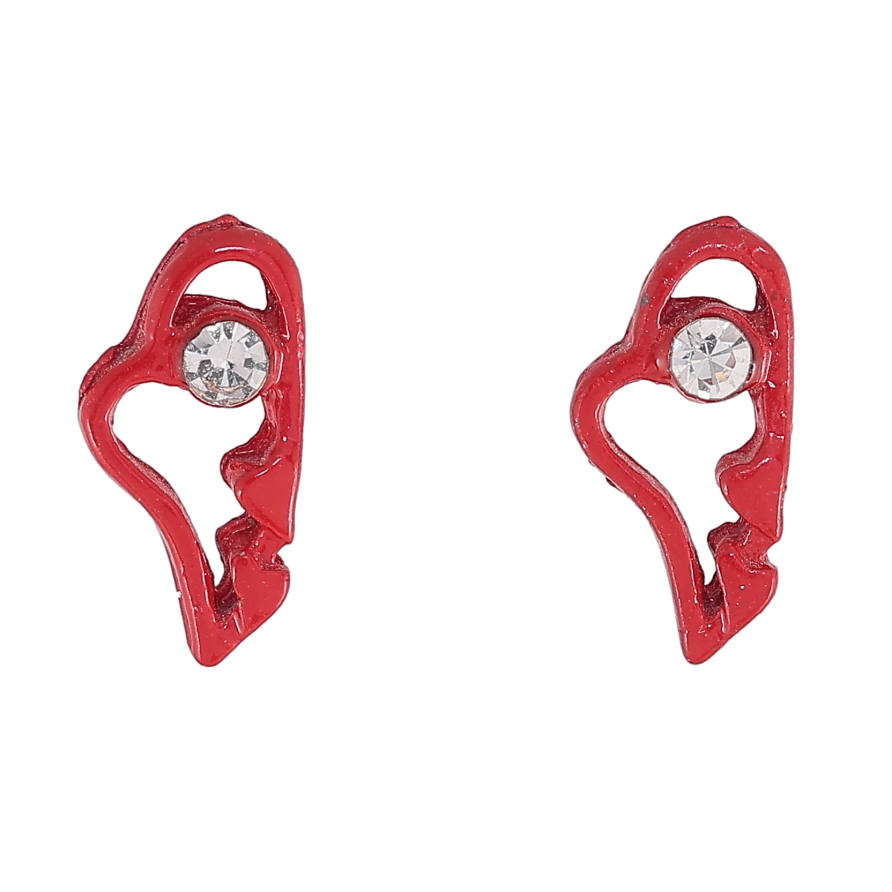 Серьги пусеты "Красные сердечки" фото №1