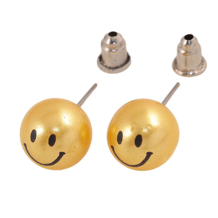 Серьги пусеты "Желтые смайлики" ø 10мм фото №13