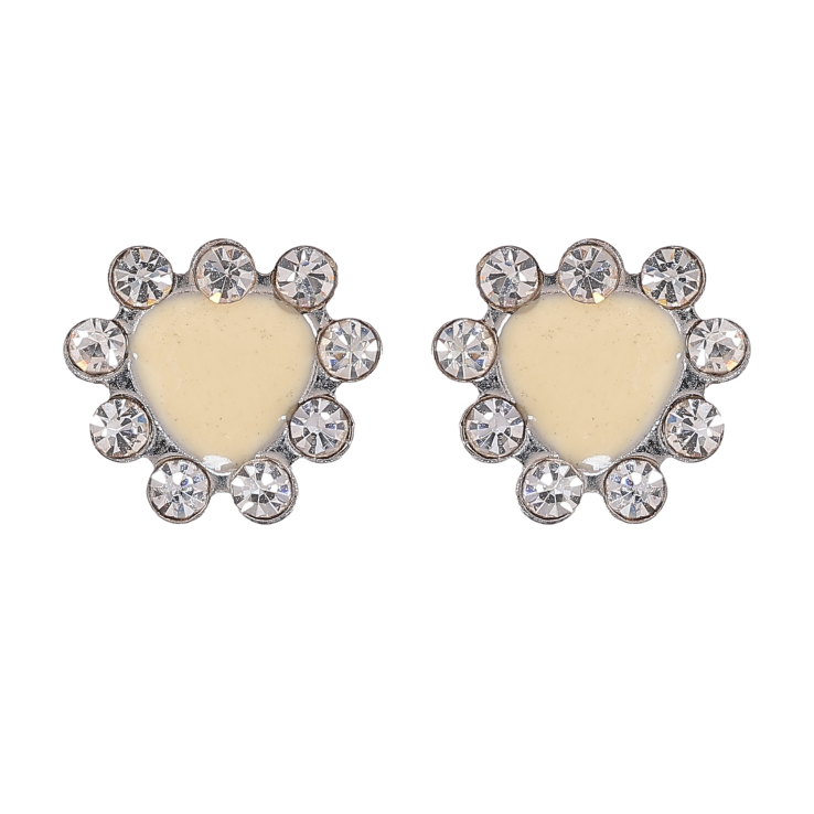 Сережки пусети "Молочні серця зі стразами" фото №17