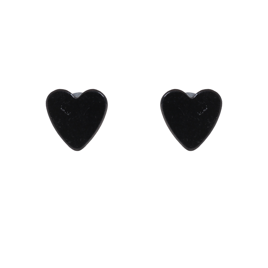 Серьги замок на магните "Черные сердечки" фото №1