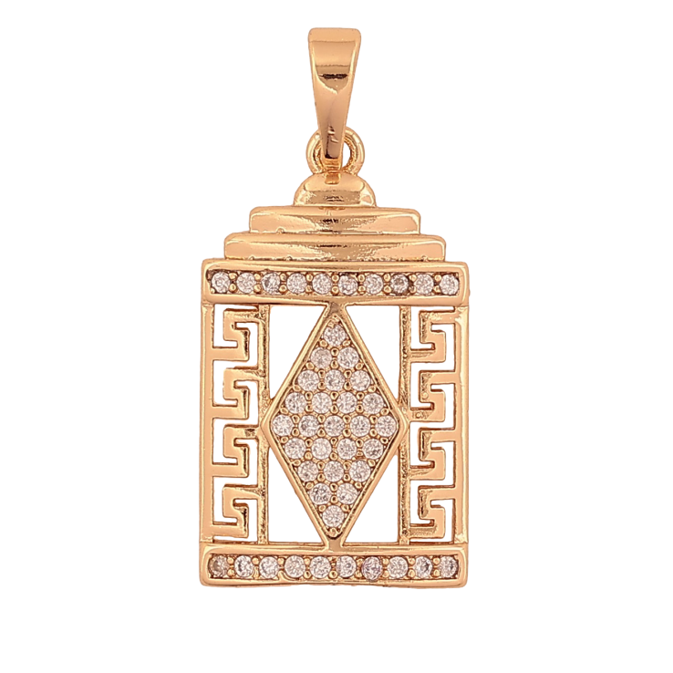 Кулон Xuping Позолота 18K "Декоративная подвеска с меандровым орнаментом и кристаллами" для цепочки до 5мм фото №9