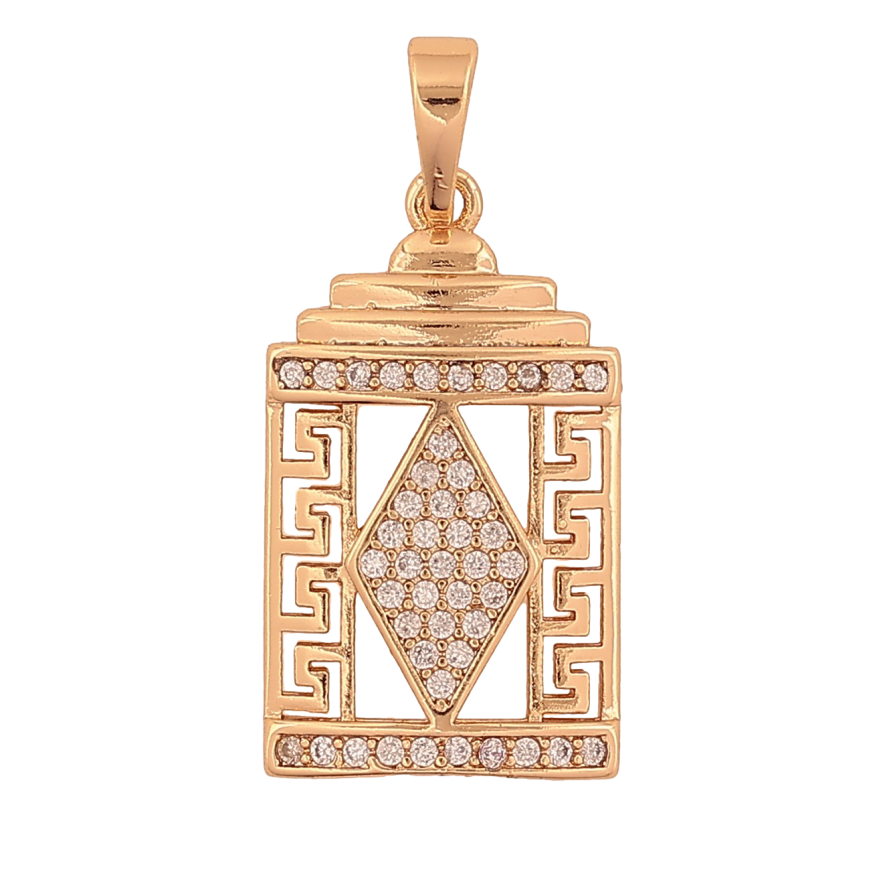 Кулон Xuping Позолота 18K "Декоративная подвеска с меандровым орнаментом и кристаллами" для цепочки до 5мм фото №1 Кулон Xuping Позолота 18K "Декоративная подвеска с меандровым орнаментом и кристаллами" для цепочки до 5мм фото №1