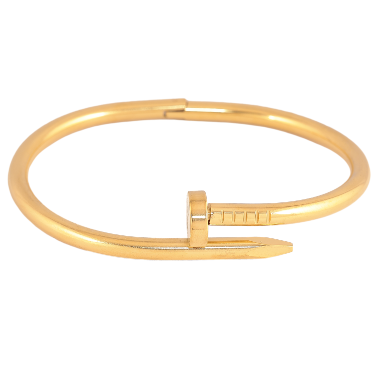Браслет Нержавіюча сталь колір 14К "Цвях з написом Cartier" ø 6см фото №1 Браслет Нержавіюча сталь колір 14К "Цвях з написом Cartier" ø 6см фото №1