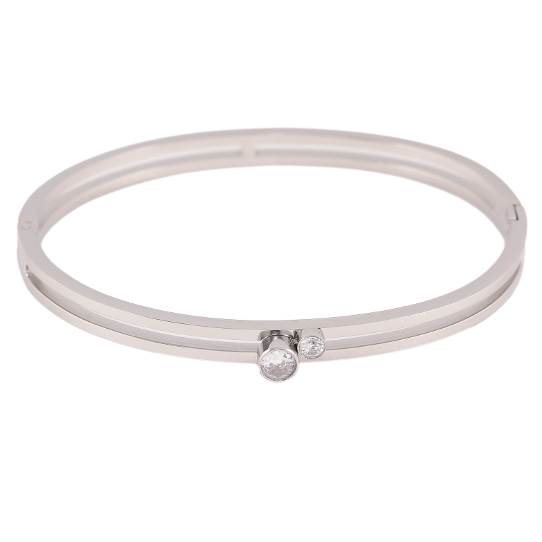 Браслет Xuping ТТМ Stainless Steel цвет Родий "Узор с кристаллами, шир. 5мм" ø 6см фото №3 Браслет Xuping ТТМ Stainless Steel цвет Родий "Узор с кристаллами, шир. 5мм" ø 6см фото №3