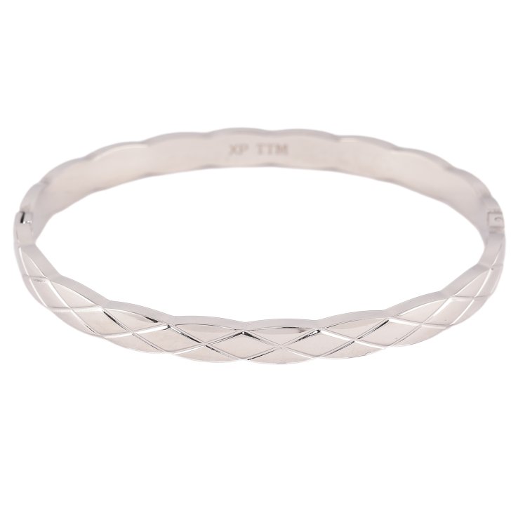 Браслет Xuping ТТМ Stainless Steel колір Родій "Декоративний візерунок, шир. 5мм" ø 6см фото №9