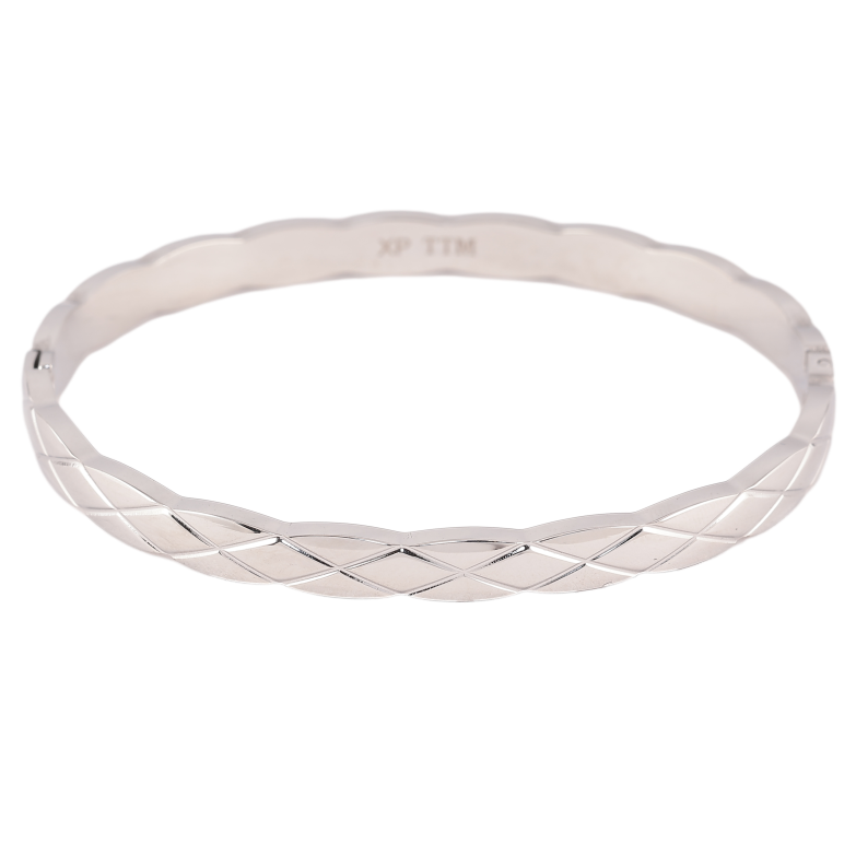 Браслет Xuping ТТМ Stainless Steel колір Родій "Декоративний візерунок, шир. 5мм" ø 6см фото №1 Браслет Xuping ТТМ Stainless Steel колір Родій "Декоративний візерунок, шир. 5мм" ø 6см фото №1