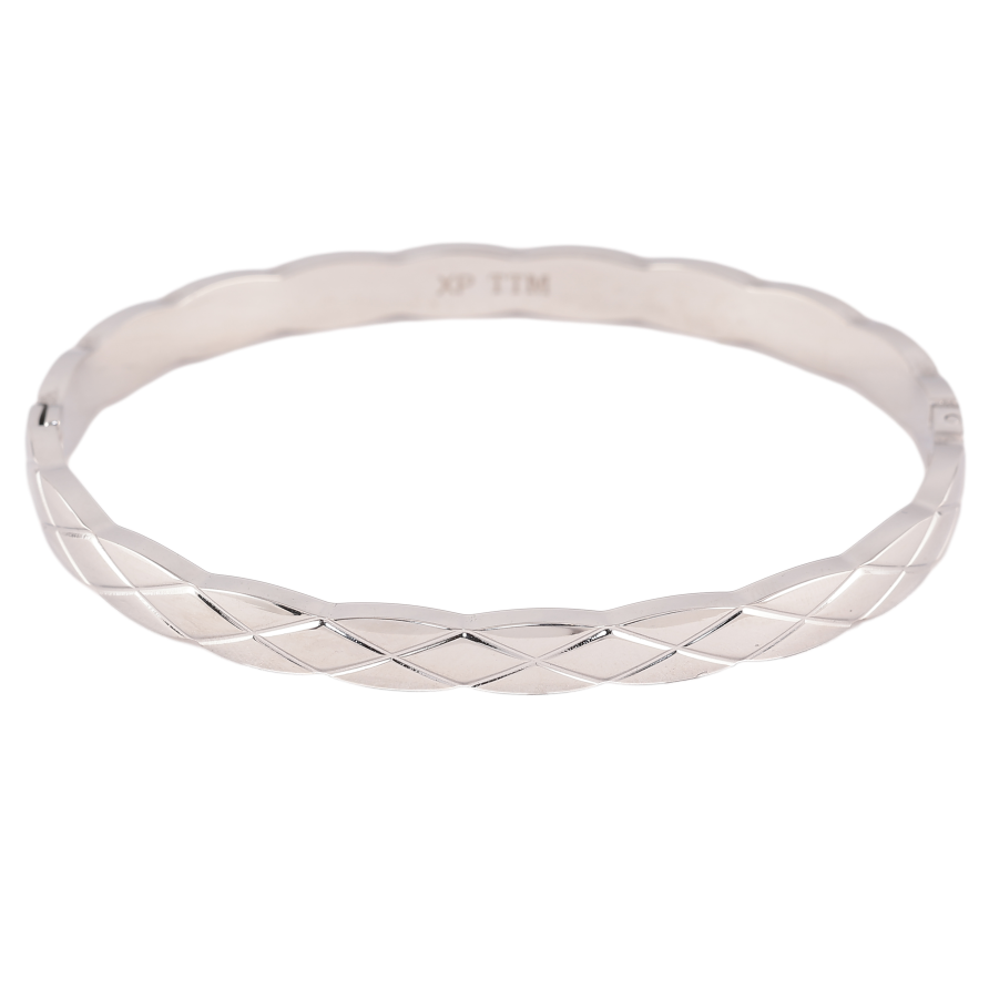 Браслет Xuping ТТМ Stainless Steel колір Родій "Декоративний візерунок, шир. 5мм" ø 6см фото №1 Браслет Xuping ТТМ Stainless Steel колір Родій "Декоративний візерунок, шир. 5мм" ø 6см фото №1