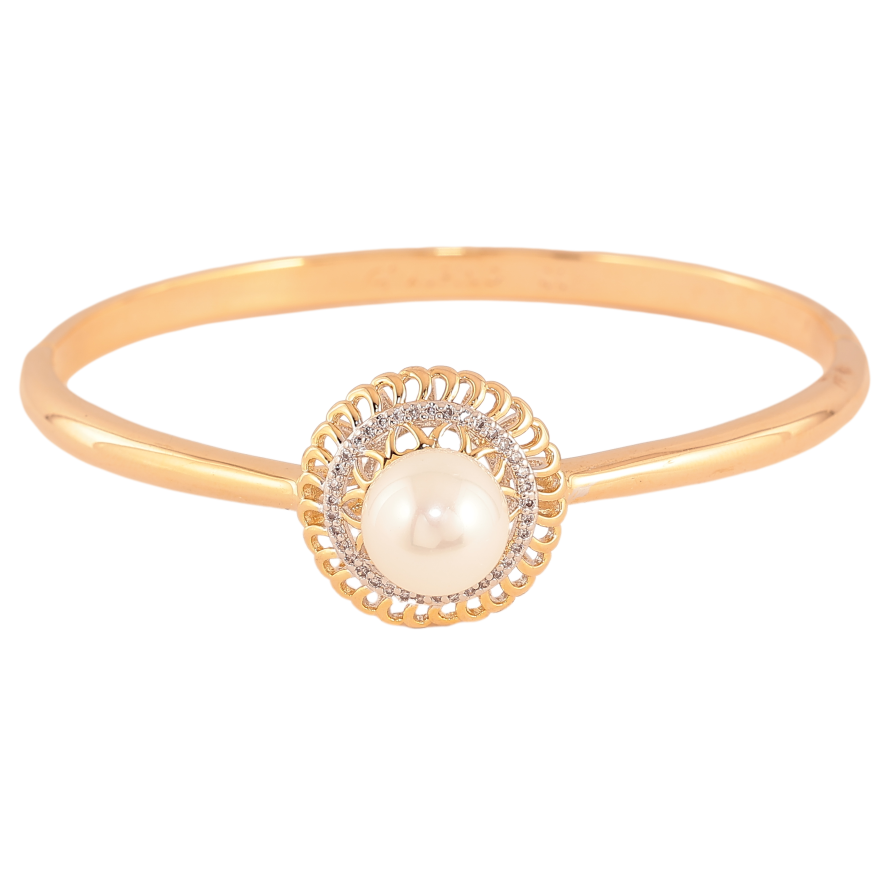 Браслет Xuping цвет Позолота 18К + Родий "Узор с кристаллами и жемчужинами" ø 6см фото №1 Браслет Xuping цвет Позолота 18К + Родий "Узор с кристаллами и жемчужинами" ø 6см фото №1